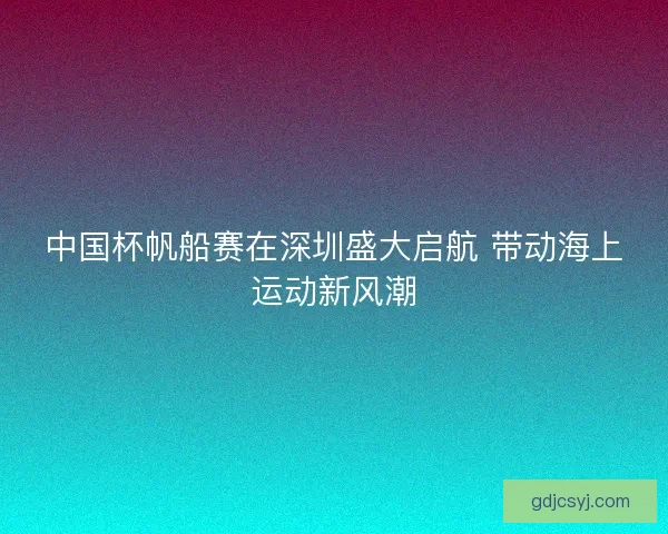 中国杯帆船赛在深圳盛大启航 带动海上运动新风潮