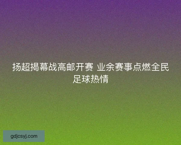 扬超揭幕战高邮开赛 业余赛事点燃全民足球热情