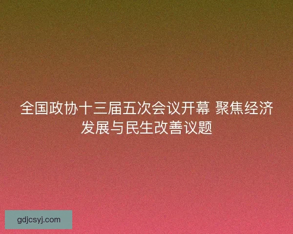 全国政协十三届五次会议开幕 聚焦经济发展与民生改善议题