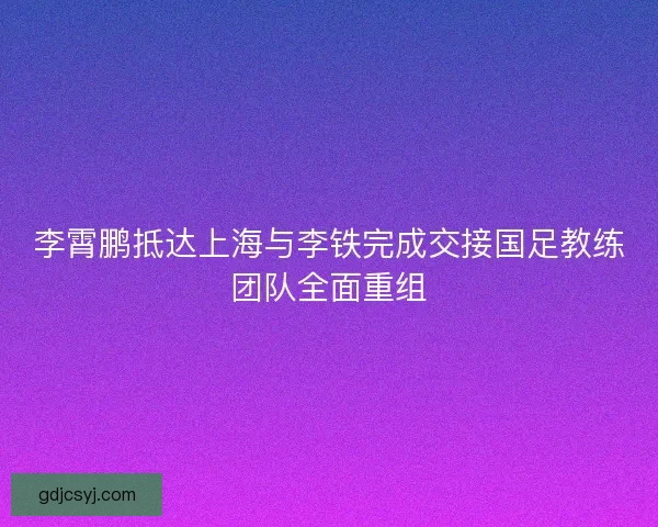 李霄鹏抵达上海与李铁完成交接国足教练团队全面重组