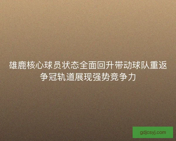 雄鹿核心球员状态全面回升带动球队重返争冠轨道展现强势竞争力