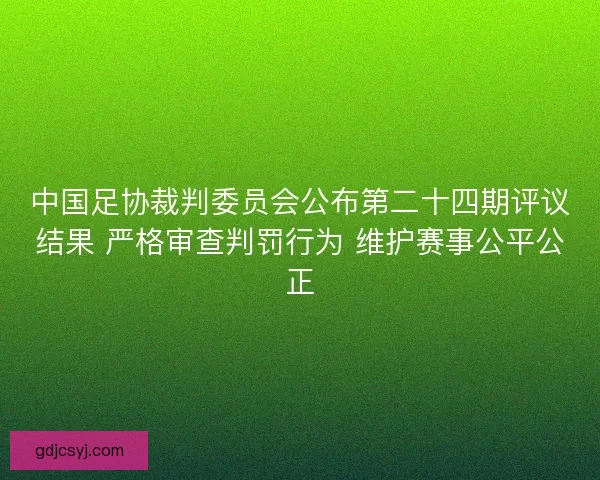 中国足协裁判委员会公布第二十四期评议结果 严格审查判罚行为 维护赛事公平公正
